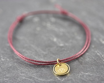 Lotus Blossom Circle burgundy red bracelet vegan bracelet women personalized gift