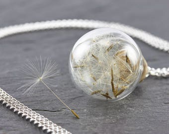 dandelion necklace silver long