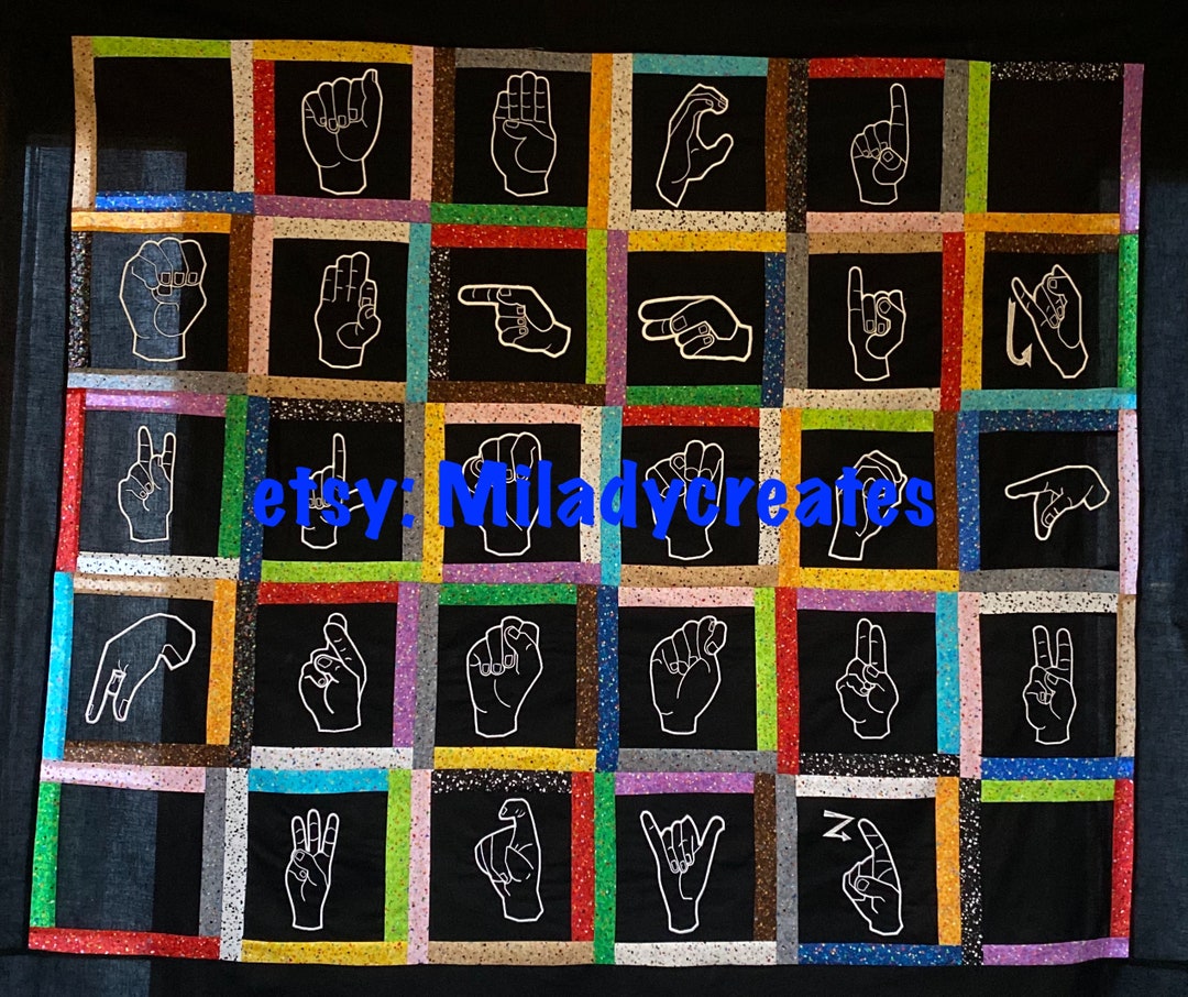 American Sign Language Quilt Blackboard Etsy