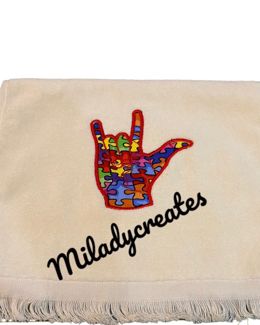 ASL Appliqued ILY Hand Towels Etsy