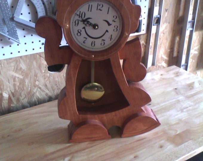 Handcrafted Girl clock  stained with choice of color. 4-6 week processing time