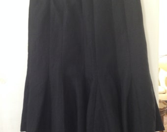 Ann Taylor Loft Black Linen Flared Tulip Skirt