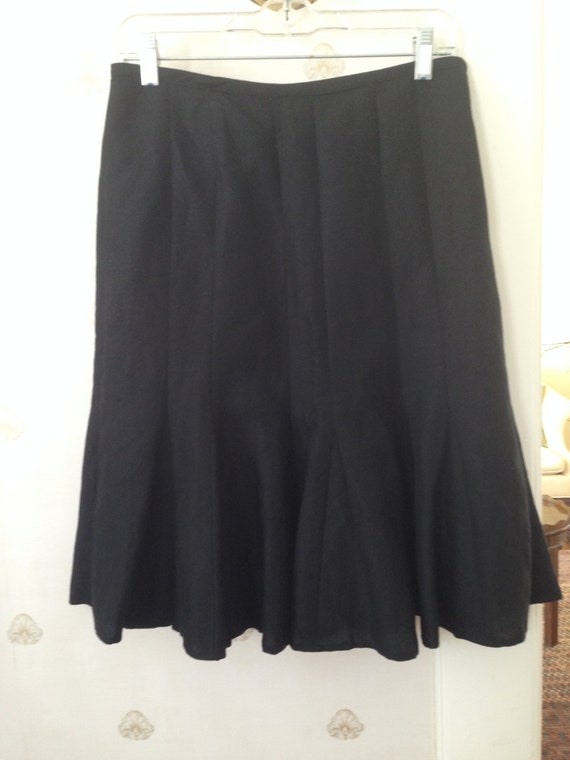 Ann Taylor Loft Black Linen Flared Tulip Skirt - image 1