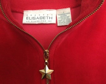 Elisabeth by Liz Claiborne: Vintage Scarlet Velour Lounger Robe, Plus Size 1