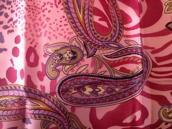 Italian Silk Square Scarf--Lilac, violet paisley … - image 2