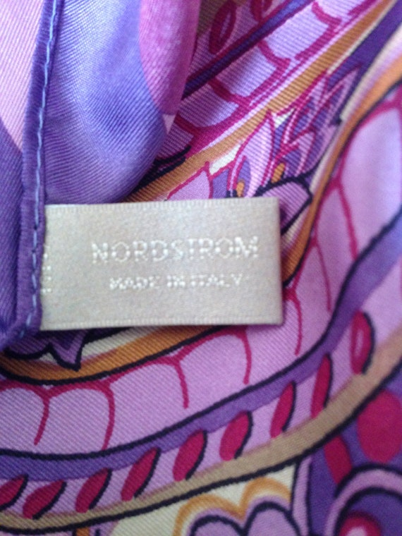 Italian Silk Square Scarf--Lilac, violet paisley … - image 5