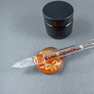 Hollow Glass Dip Pen Set with Marbles, Pen Pillow and Optional Ink, Handcrafted Writing Instrument