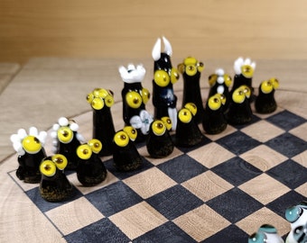 手作りの天使と悪魔のムラーノガラスチェスセット - Etsy 日本