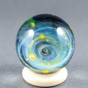 Mini Silver Fumed Glass Galaxy Marble, Tiny Glass Galaxy Marble, Borosilicate Marble, Minimalist Collectible Glass Marble, Space Lover Gift