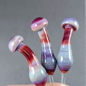 Handmade Glass Mushroom Plant Poker Set, Garden and Flower Pot Decoration
