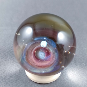 Large Glass Galaxy Marble, With A Floating Opal Planet, Glass Galaxy Marble, Borosilicate Marble with an Opal, Astronomy Glass Marble