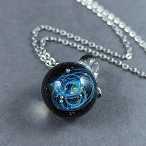 Tiny Galaxy Pendant, Handmade Glass Galaxy Necklace, Space Jewelry, Astronomy Accessory