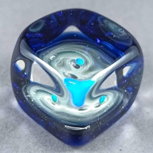 Glass Ice Cube Galaxy Marble with Opal Planet / Silver Fumed Space Marble / Heady Borosilicate Marble / Collectible Glass Marble
