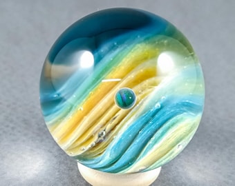 Handcrafted Glass Marble Inspired by Extraterrestrial Sand and Sea Dunes - Unique Artistic Sphere for Home Decor and Collectibles
