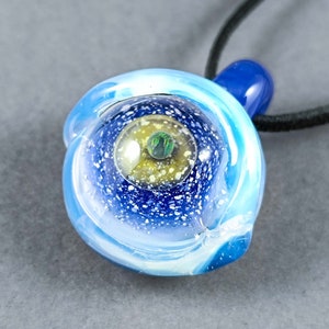 Handmade Glass Eyeball Pendant with an Opal Pupil, Monster Eye Necklace, Handblown Glass Eye Pendant, Borosilicate Glass Eyeball Necklace