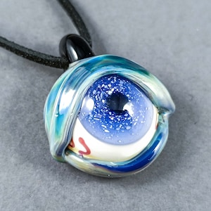 Handmade Glass Eyeball Pendant, Monster Eye Necklace, Handblown Glass Eye Pendant, Borosilicate Glass Eyeball Necklace