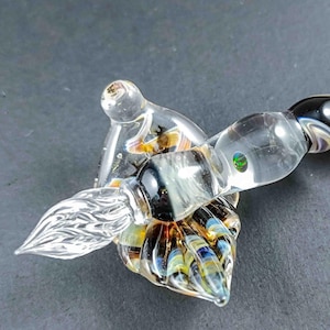Handmade Glass Dip Pen with Opal, Unique Glass Pen Set with Leaf-Shaped Pillow & Ink Bottle, Functional Glass Art, Calligraphy Pen