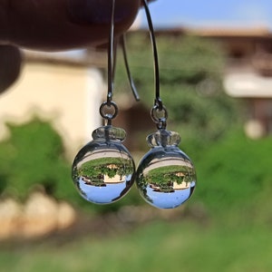 Mystical Clear Glass Earrings with Sterling Silver Earhooks, Ethereal Trippy Glass Jewelry for a Unique and Magical Look