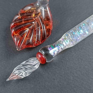 Plume pour verre rempli d'éclats de verre dichroïque, coussin pour stylo et bouteille d'encre, stylo à calligraphie sur verre, plume pour verre scintillant