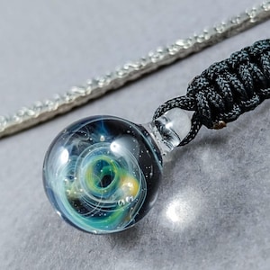 Bookmark with handmade lampwork glass galaxy, Space and Book lover gift, Handcrafted artisan bookmark with space theme and macrame work