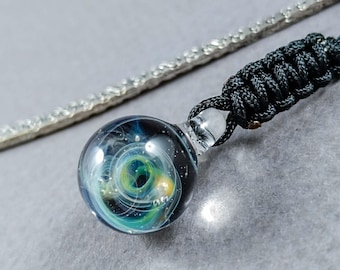 Handmade Lampwork Glass Galaxy Bookmark with Macrame