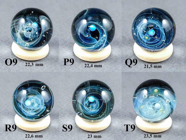 Mini Silber Rauchglas Galaxy Marmor, mit einem schwimmenden Opal Planeten, winzige Glas Galaxy Marmor, Borosilikat Marmor mit einem Opal Bild 9