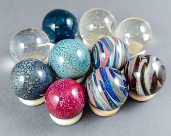 Juego de 10 canicas de vidrio de borosilicato hechas a mano, canicas coleccionables duraderas, arte artesanal único en vidrio, canicas de vidrio reactivas a los rayos UV.
