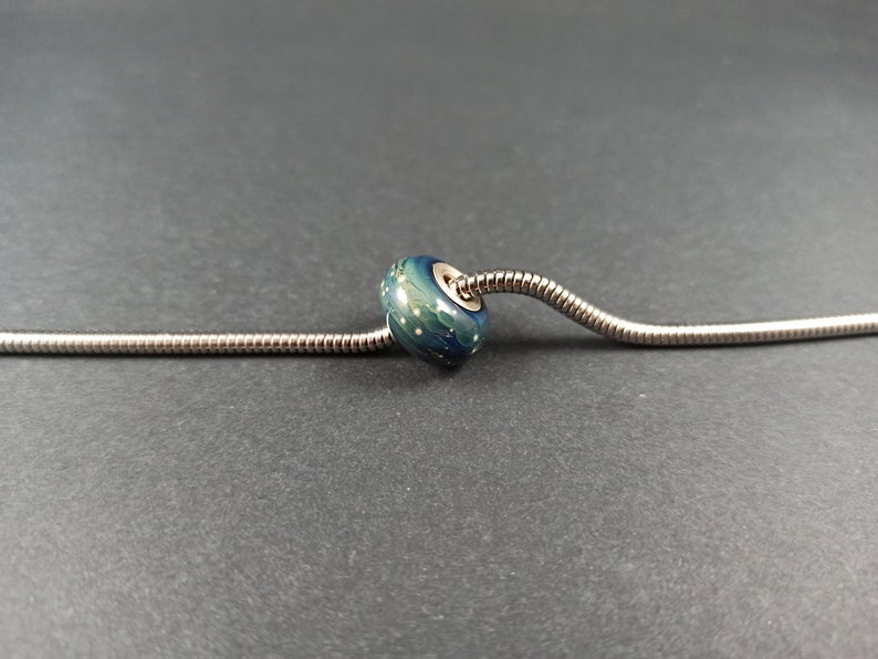Fine Silver Decorated Galaxy Bead European Style Large Hole Glass Bead Sterling Silver Core Glass Galaxy Bead Fits European DIY Bracelet