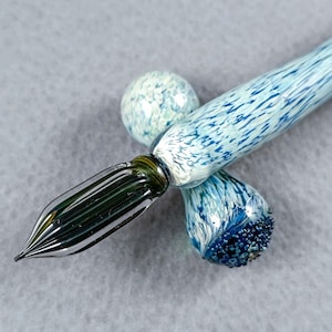 Handmade Glass Dip Pen Set, Gold and Silver Fumed Nib, Borosilicate Calligraphy Pen with Pen Rest and Optional Ink