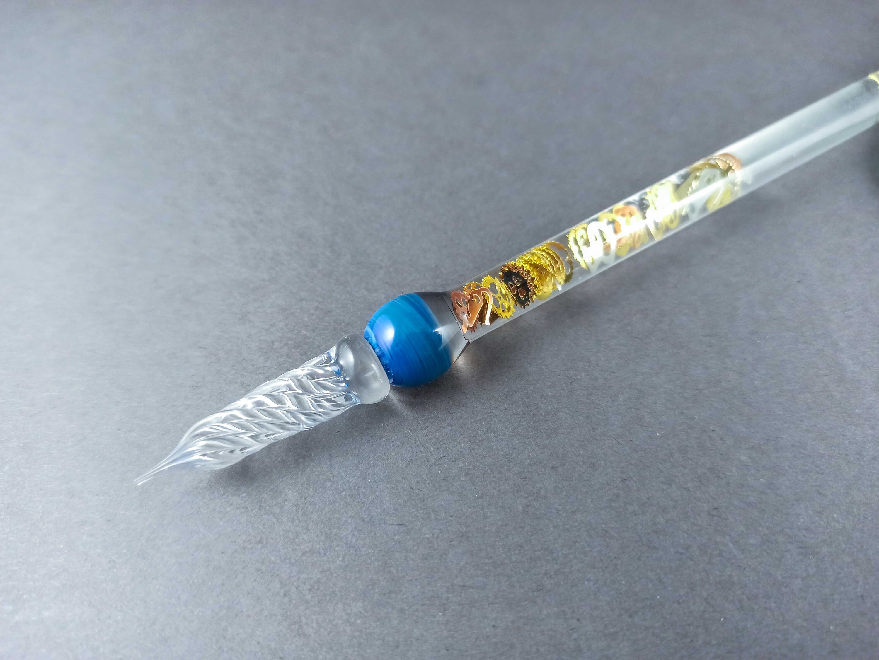 Glass Dip Pen Filled With Floating Cog and Gears, Dip Pen With Galaxy ...