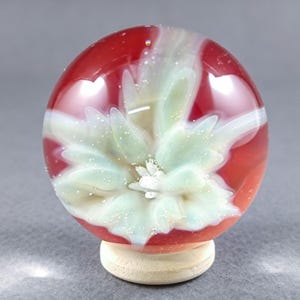 Handmade Floral Implosion Marble, Borosilicate Art Sphere, Unique Floral Glass Collectible