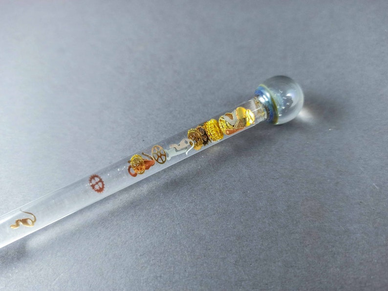 Glass Dip Pen Filled With Floating Cog and Gears, Dip Pen With Galaxy ...