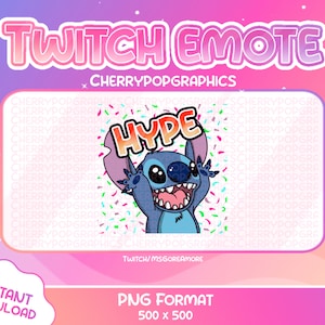 HYPE STITCH EMOTE For Twitch! cute Blue, Twitch Graphics