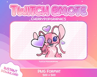 Różowa aniołkowa emotka miłosna na Twitchu (do pobrania w formacie PNG)