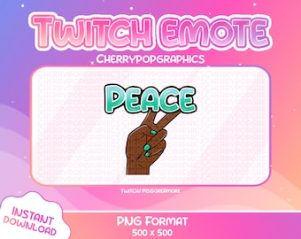 Uroczy zielony znak pokoju dla Twitch, pastelowe kolory Dostępne inne warianty kolorystyczne