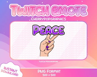 Uroczy fioletowy znak pokoju dla Twitch, pastelowe kolory Dostępne inne warianty kolorystyczne