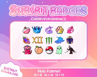10 niestandardowych odznak Chibi Twitch Sub/Bit