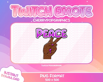 Uroczy fioletowy znak pokoju dla Twitch, pastelowe kolory Dostępne inne warianty kolorystyczne