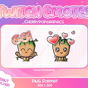 2 lindos gestos de Chibi Groot para Twitch. ¡Exagera! Me encantan los gráficos de Twitch