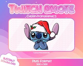 SŁODKI ŚWIĄTECZNY Czapka Mikołaja Stitch! Emotka dla Twitch, Discord