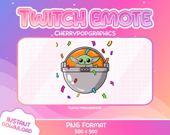 1 słodka kolorowa emotka HYPE Yody/Grogu na Twitch/Discord