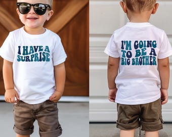 Big Brother T-Shirt – I Have A Surprise | I'm Going to Be a Big Brother | Front & Back Design | Pregnancy Announcement | More Colours
