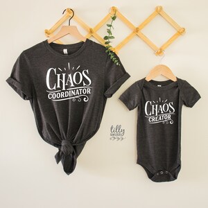Chaos Creator and Chaos Coordinator Matching Set, BLACK Mummy And Me Matching Outfits, First Mother's Day Gift, Mummy And Me, Mothers Day