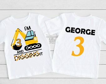 I'm 3 And Digging It, 3rd Birthday Construction Theme T-Shirt, 3rd Birthday Construction Shirt, 3rd Birthday T-Shirt, 1st Birthday Gift