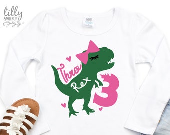 Three Rex Third Birthday T-Shirt, 3rd Birthday, 3rd Birthday Shirt, 3rd Birthday Outfit, Dinosaur Party, Dinosaur T-Shirt, Tyrannosaurus