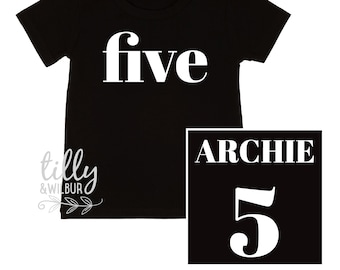 Personalised Five Birthday T-Shirt, 5th Birthday T-Shirt, 5 Year Old Birthday Gift, Boys 5th Birthday, Boys Birthday Tee, Birthday Boy 5 Tee
