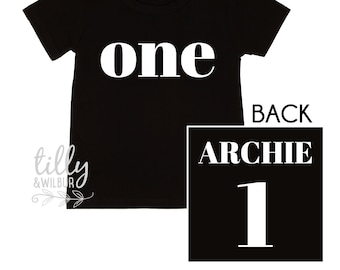 One Personalised Boys 1st Birthday T-Shirt, 1st Birthday Gift, First Birthday Tee, Name And Number 1 On Back Of Shirt, Cake Smash Outfit,