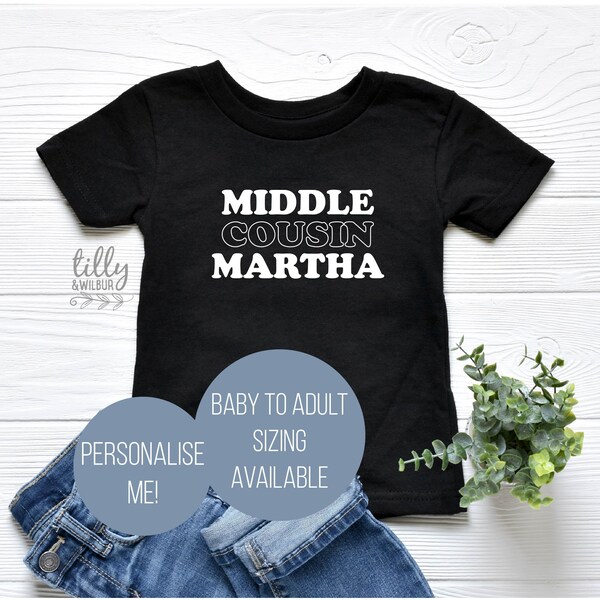 Personalised Middle Cousin T-Shirt, Middle Cousin T-Shirt, Cousin Gift, Pregnancy Announcement Gift, Big Middle Little Cousin T-Shirts