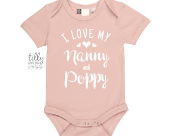 I Love My Nanny And Poppy Baby Bodysuit, Hello Grandma & Grandpa, Pregnancy Announcement To Grandparents, New Grandchild Gift, Nana, Oma