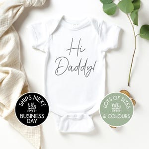 Hi Daddy Bodysuit, See You Soon Daddy Baby Bodysuit, Daddy Reveal Bodysuit, Pregnancy Announcement to Husband, Pregnancy Reveal To Husband